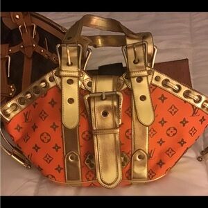 Chic Gold and Orange Shoulder Bag